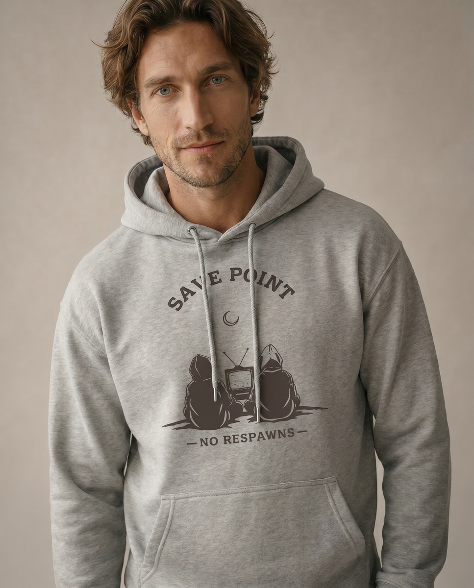 Save Point Hoodie - Carbon Grey - Pose 1