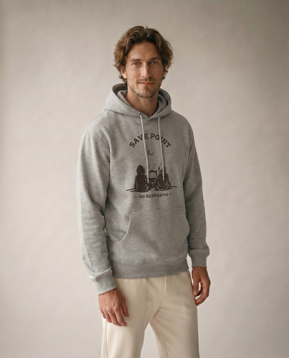 Save Point Hoodie - Carbon Grey - Pose 2