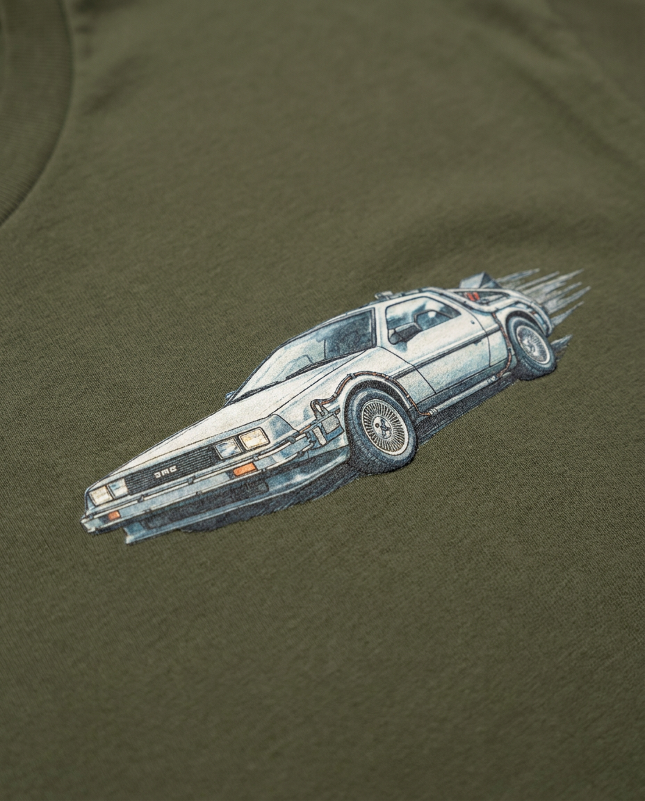 Back to The 80s Tee - Military Green - Close-up