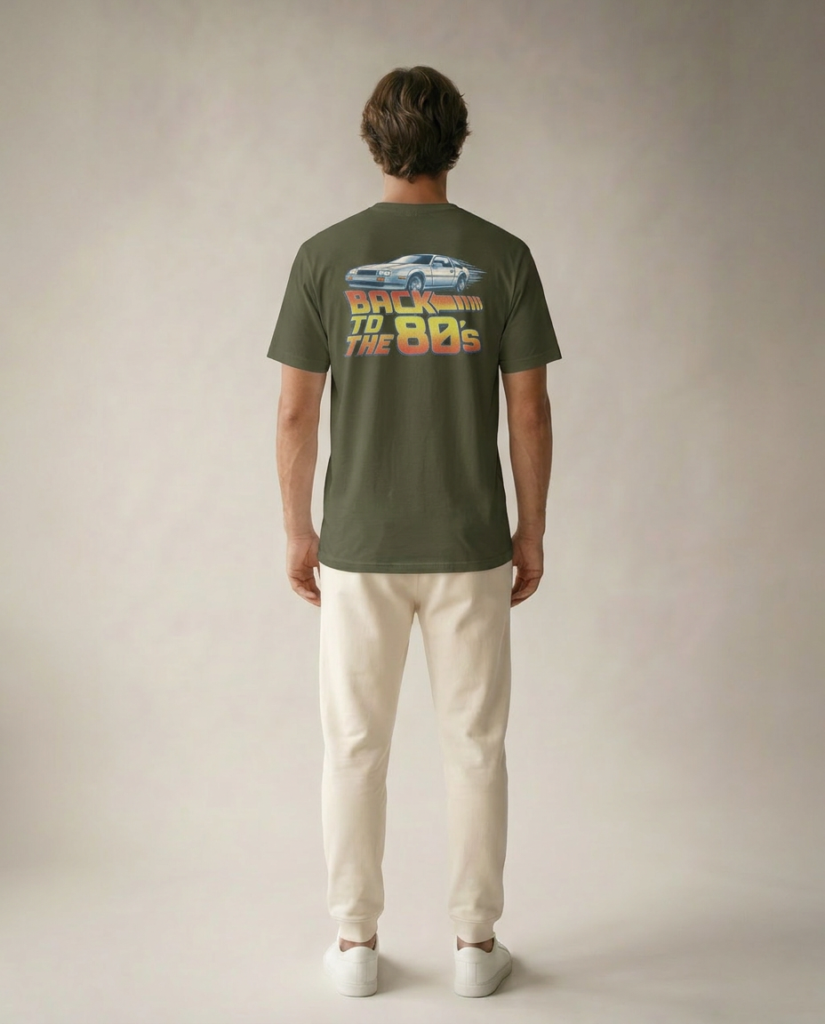 Back to The 80s Tee - Military Green - Pose 3