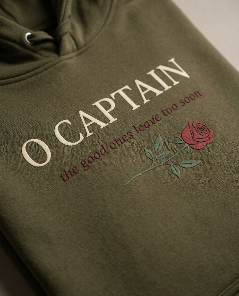 O Captain Hoodie - Military Green - Close-up